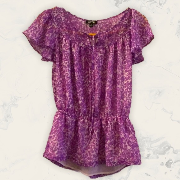 Apt 9 Floral Print Tie Front Peplum Blouse - Picture 3 of 6